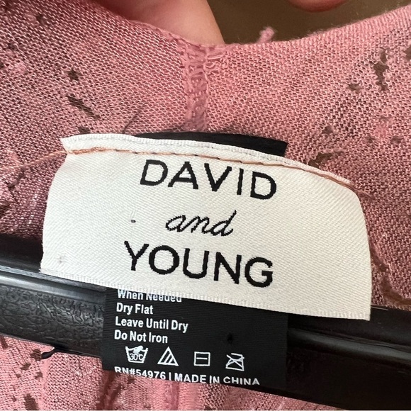 DAVID and YOUNG Womens Pink Embroidered Sheer Kimono Crystals Fringe OS Boho - Picture 4 of 7